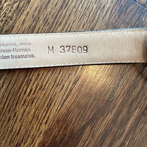 Vtg 1996 Brighton brown snakeskin look belt with silver/gold coin buckle - Picture 7 of 11